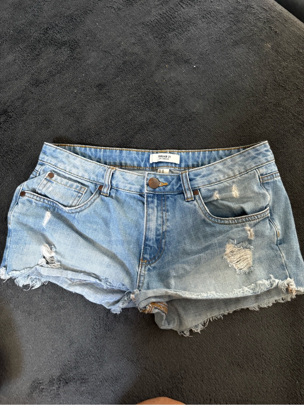 Forever 21 Light Blue Distressed Denim Jean Shorts